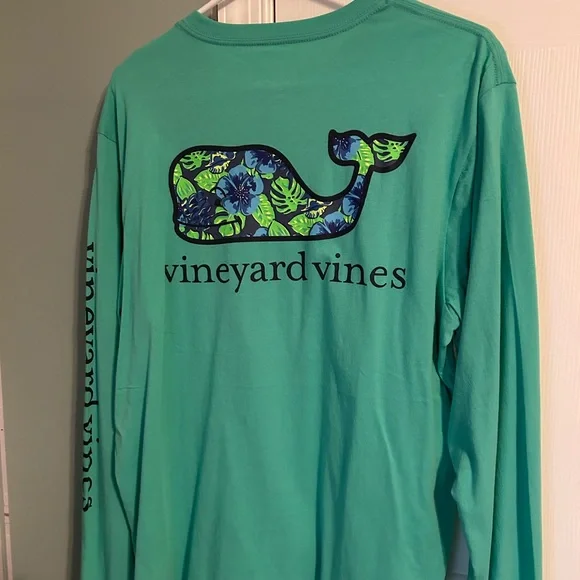 Vineyard Vines Men's Teal Long Sleeve Tee - Picture 2 of 3